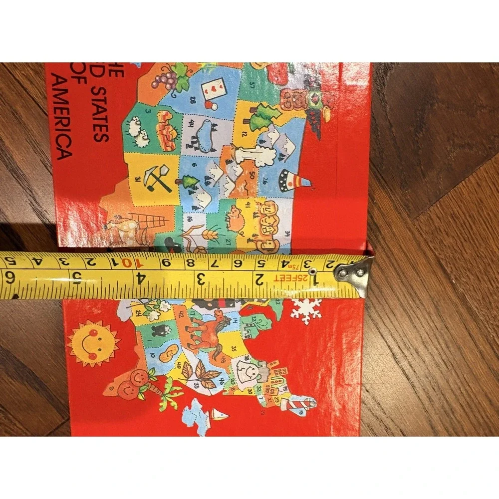 Vintage School Pencil Supply Box Holder United States Map Red